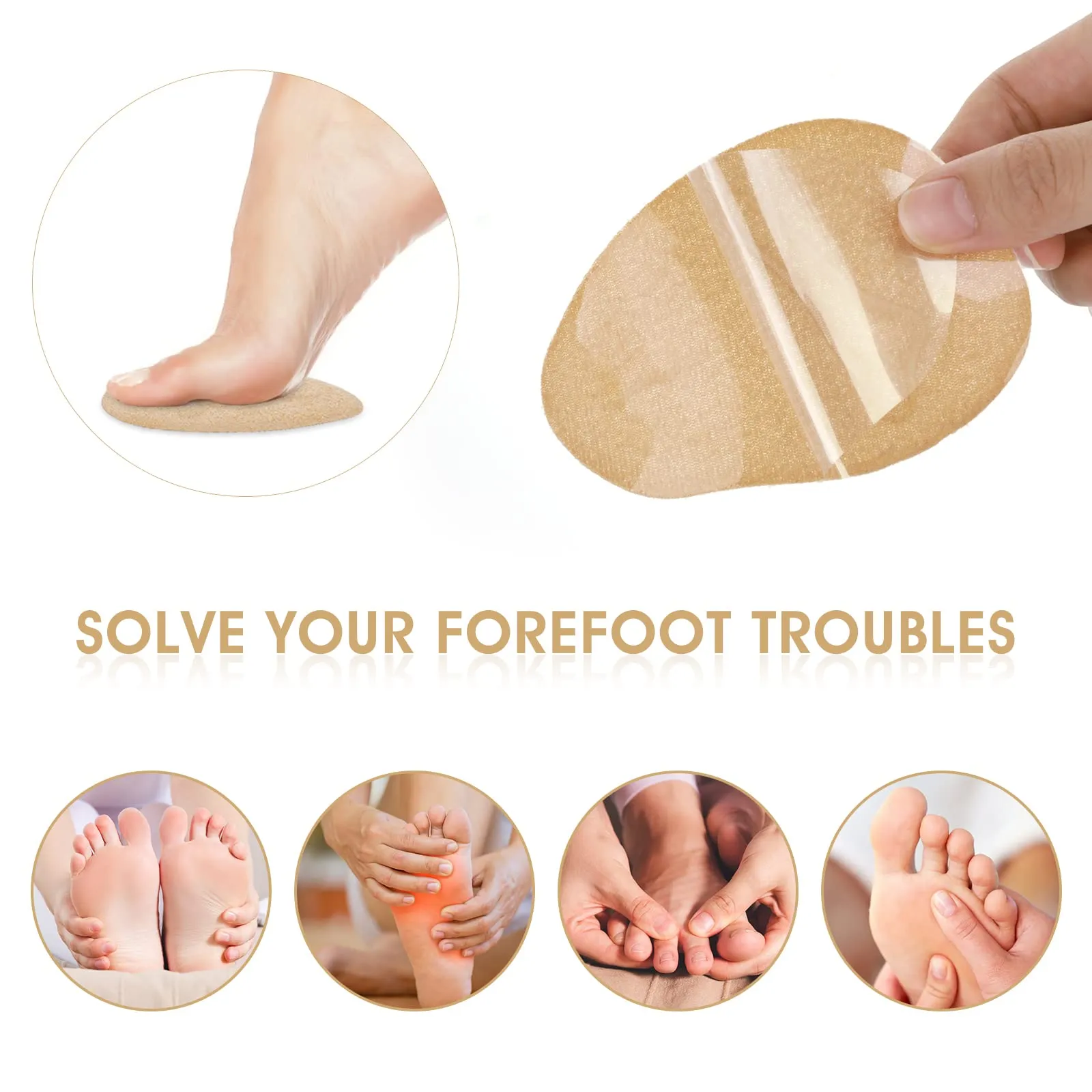 4 Pairs Metatarsal Pads Women Ball of Foot Cushions Toe Separator Socks Soft Forefoot Pads High Heel Inserts Metatarsal Socks Metatarsal Sleeves Forefoot Socks