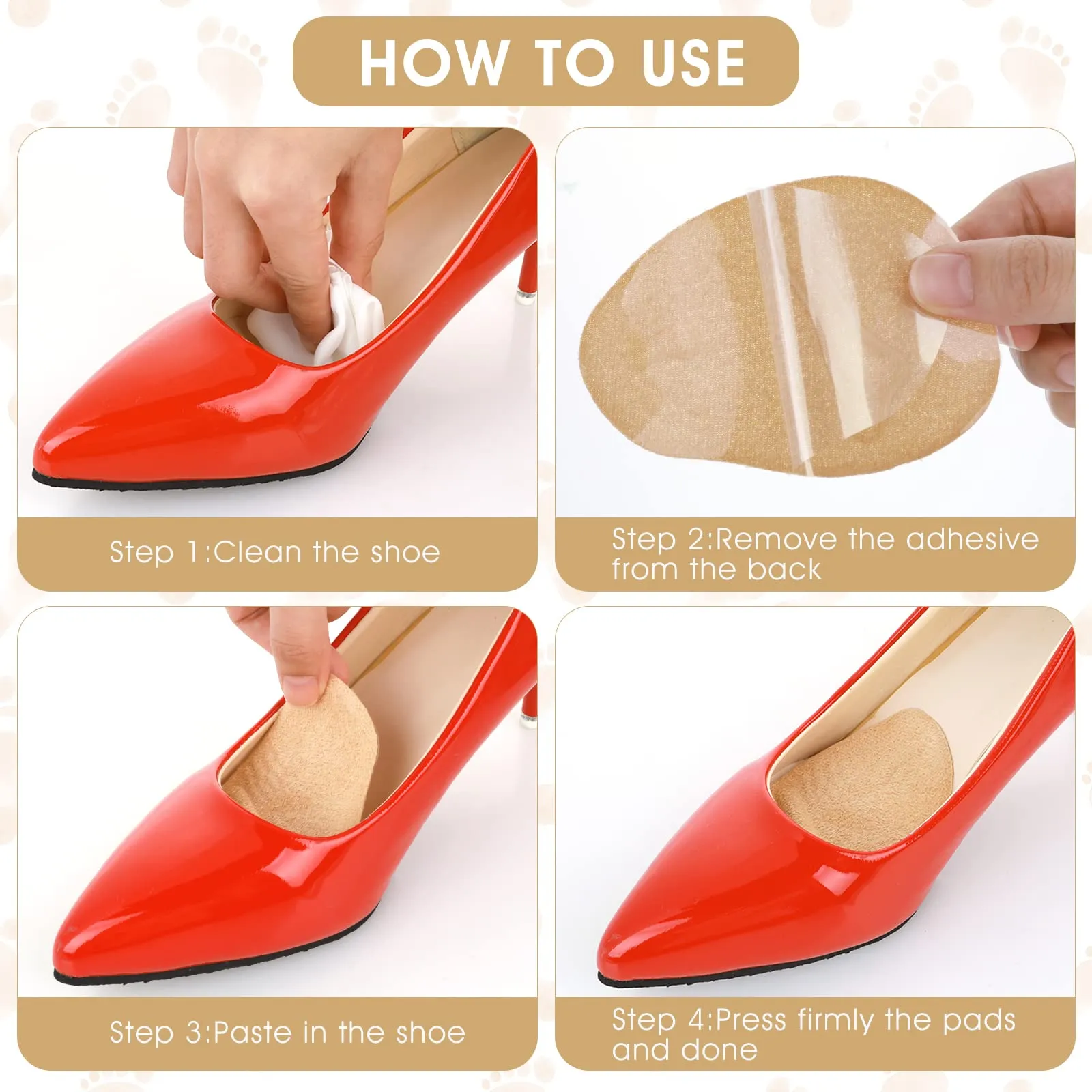 4 Pairs Metatarsal Pads Women Ball of Foot Cushions Toe Separator Socks Soft Forefoot Pads High Heel Inserts Metatarsal Socks Metatarsal Sleeves Forefoot Socks