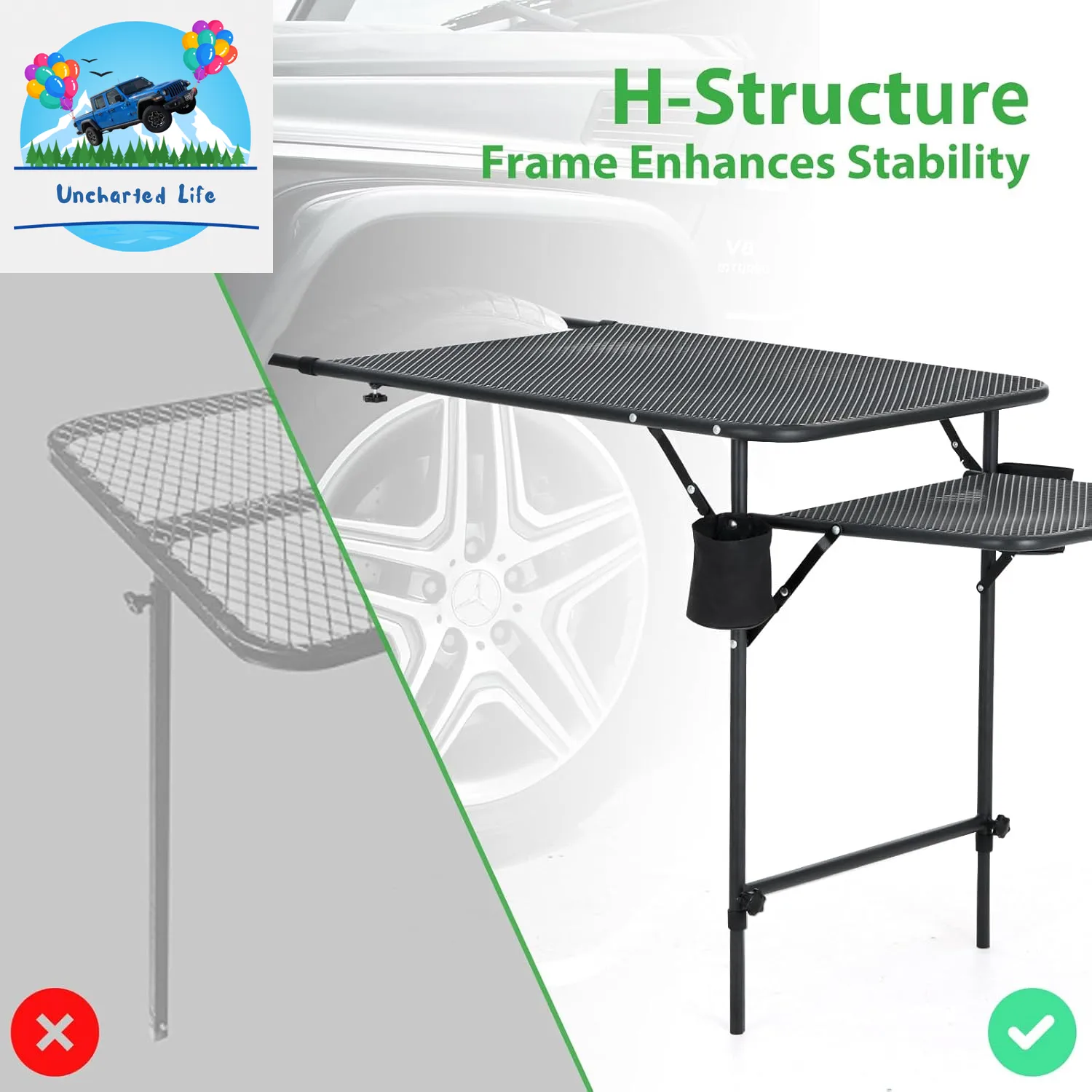 Adjustable Tailgate Camping Table – Lightweight, Durable & Portable