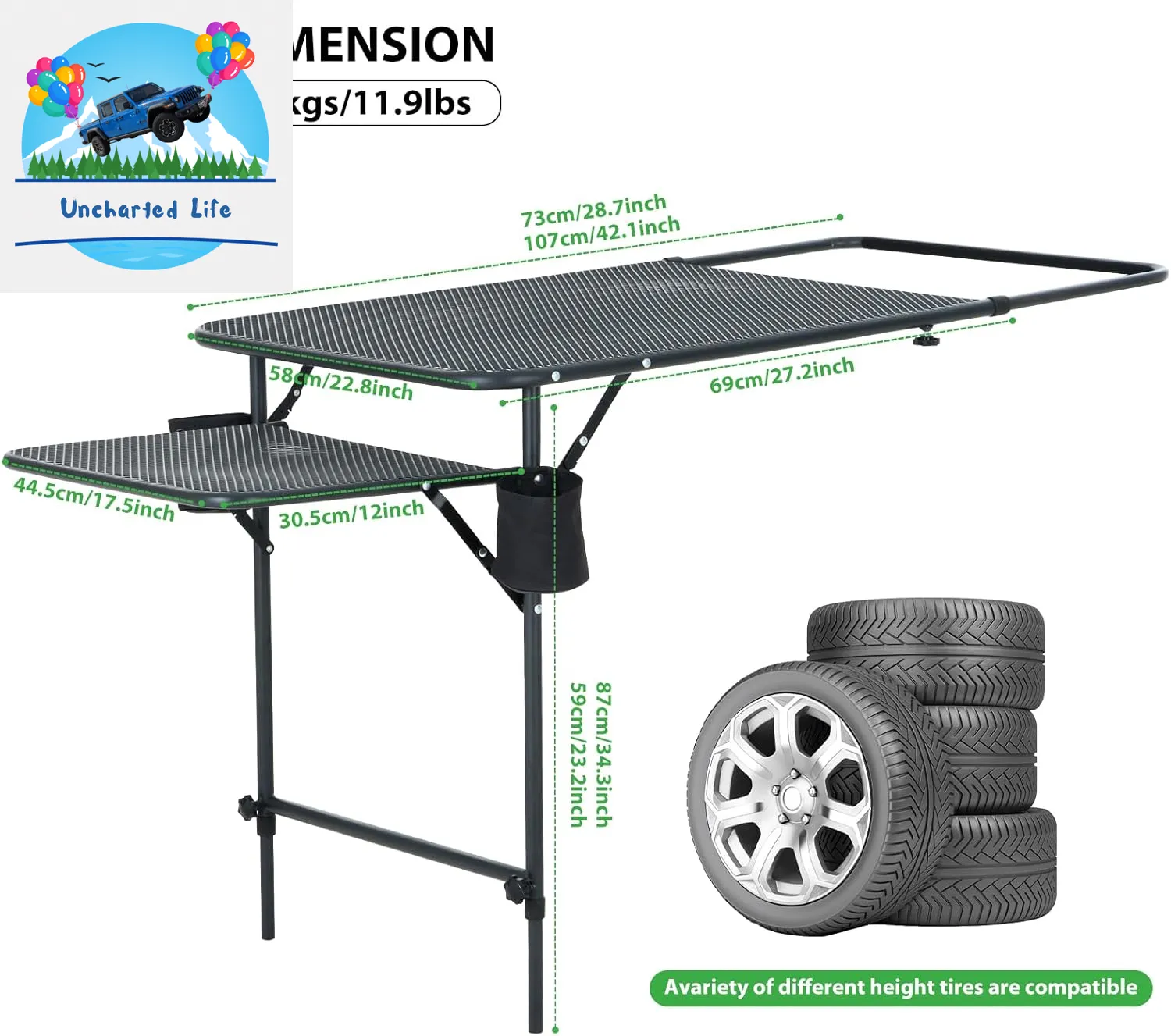 Adjustable Tailgate Camping Table – Lightweight, Durable & Portable