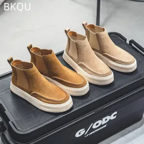 Boots: by BKQU. High-top Soft Boot. Thick-soled Comfort.  Water resistant.