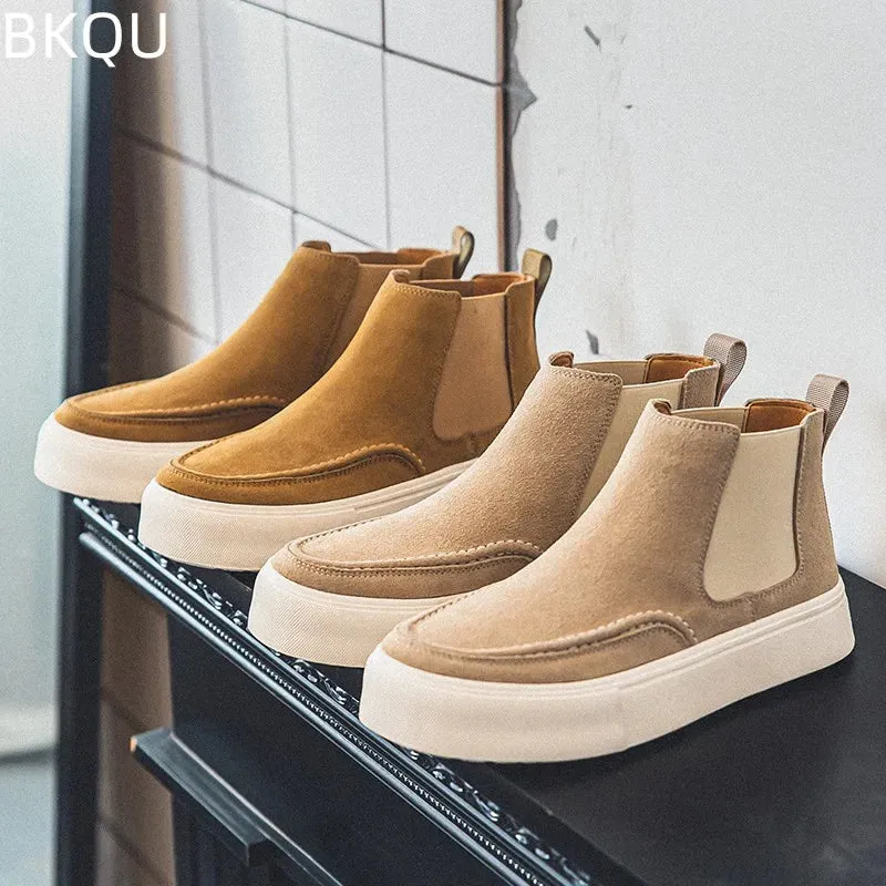 Boots: by BKQU. High-top Soft Boot. Thick-soled Comfort.  Water resistant.