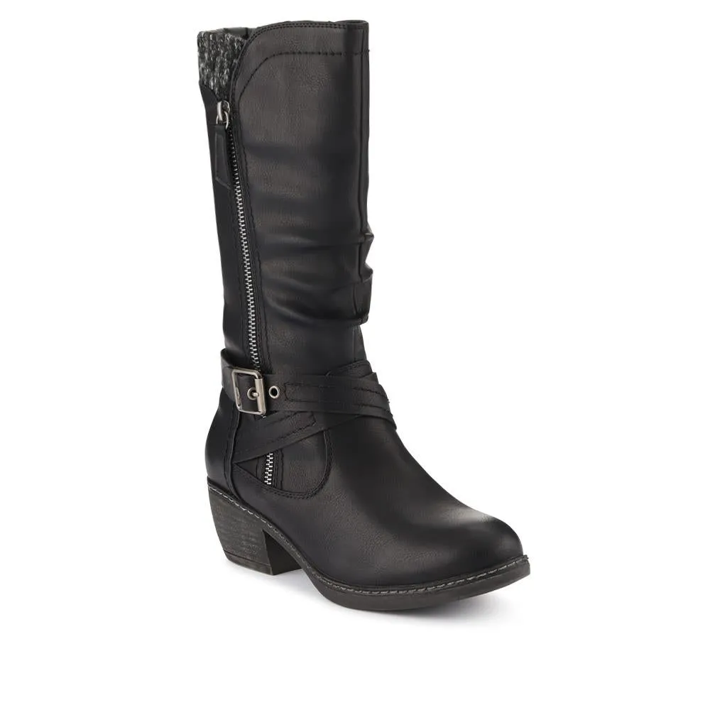 Buckle-Detailed Slouch Long Boots - WOIL40021 / 326 323