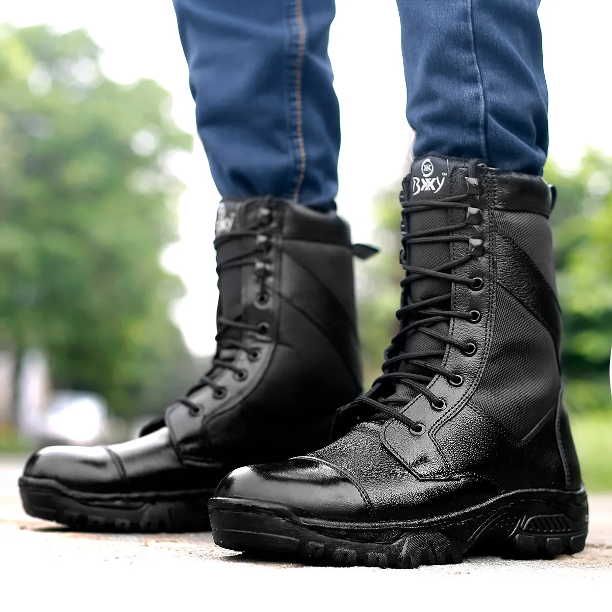 BXXY Men's Pure Leather Army Boots