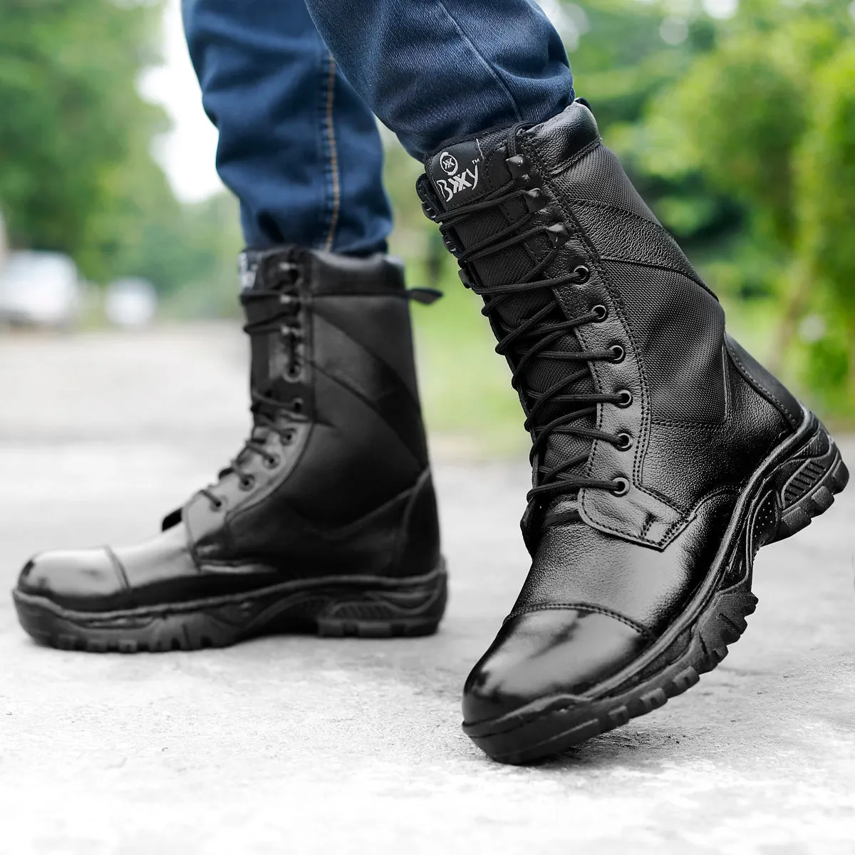 BXXY Men's Pure Leather Army Boots
