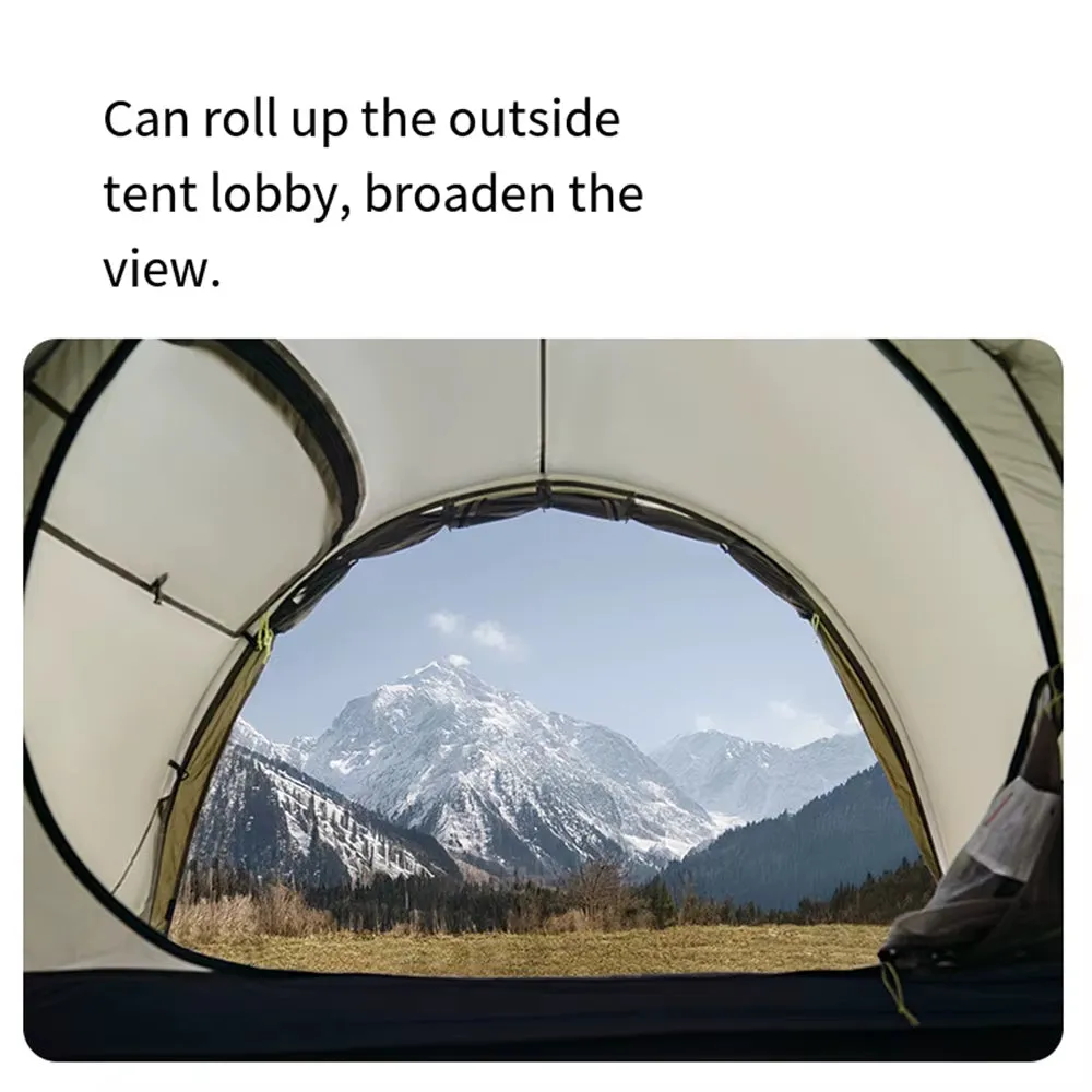 Camping Outdoor Tunnel Tent Living Travel Tent Windproof Rainproof Portable Lightweight Hiking Tent for 2-3 Person
