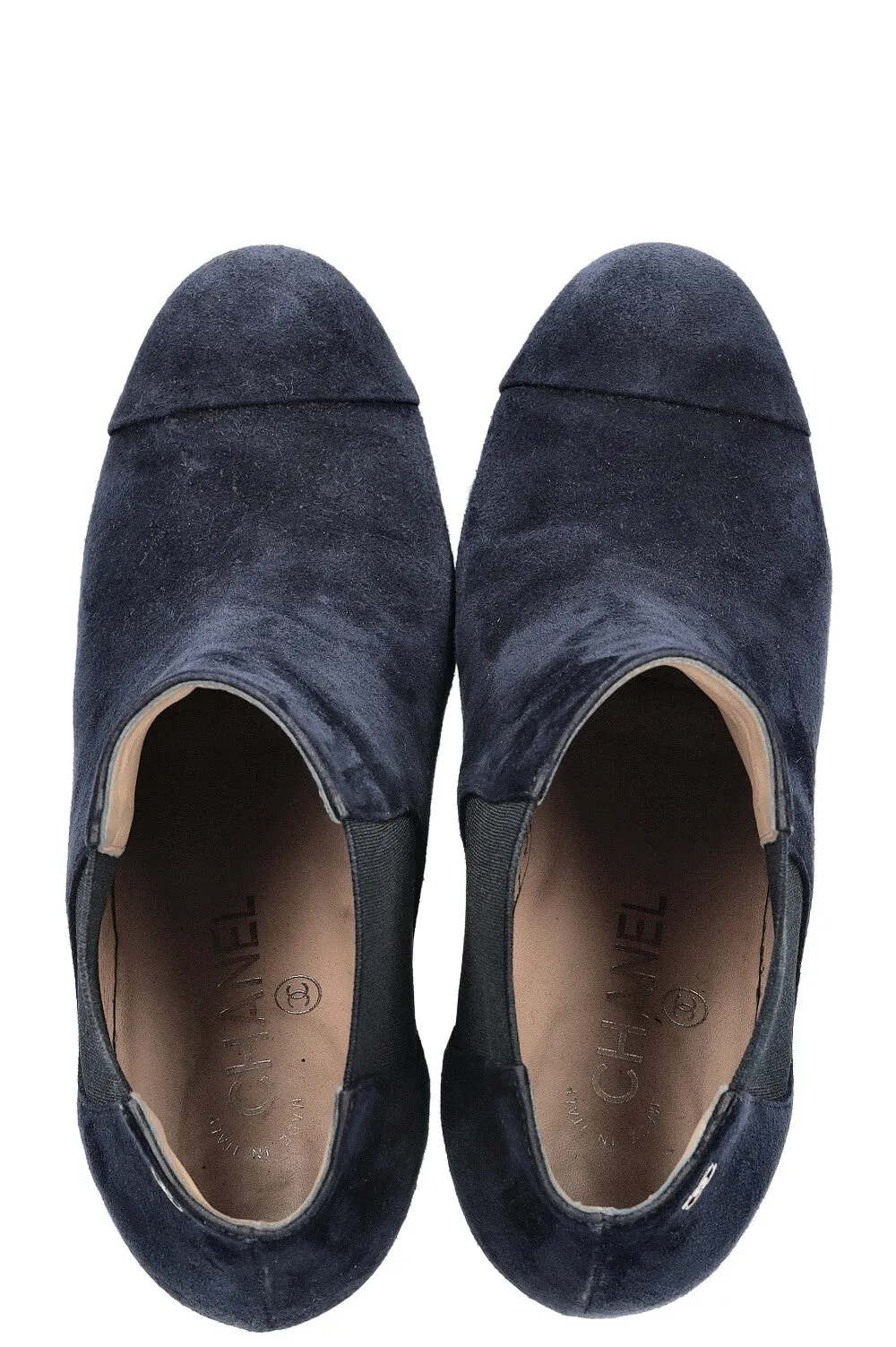 CHANEL Chelsea Boots Suede Navy