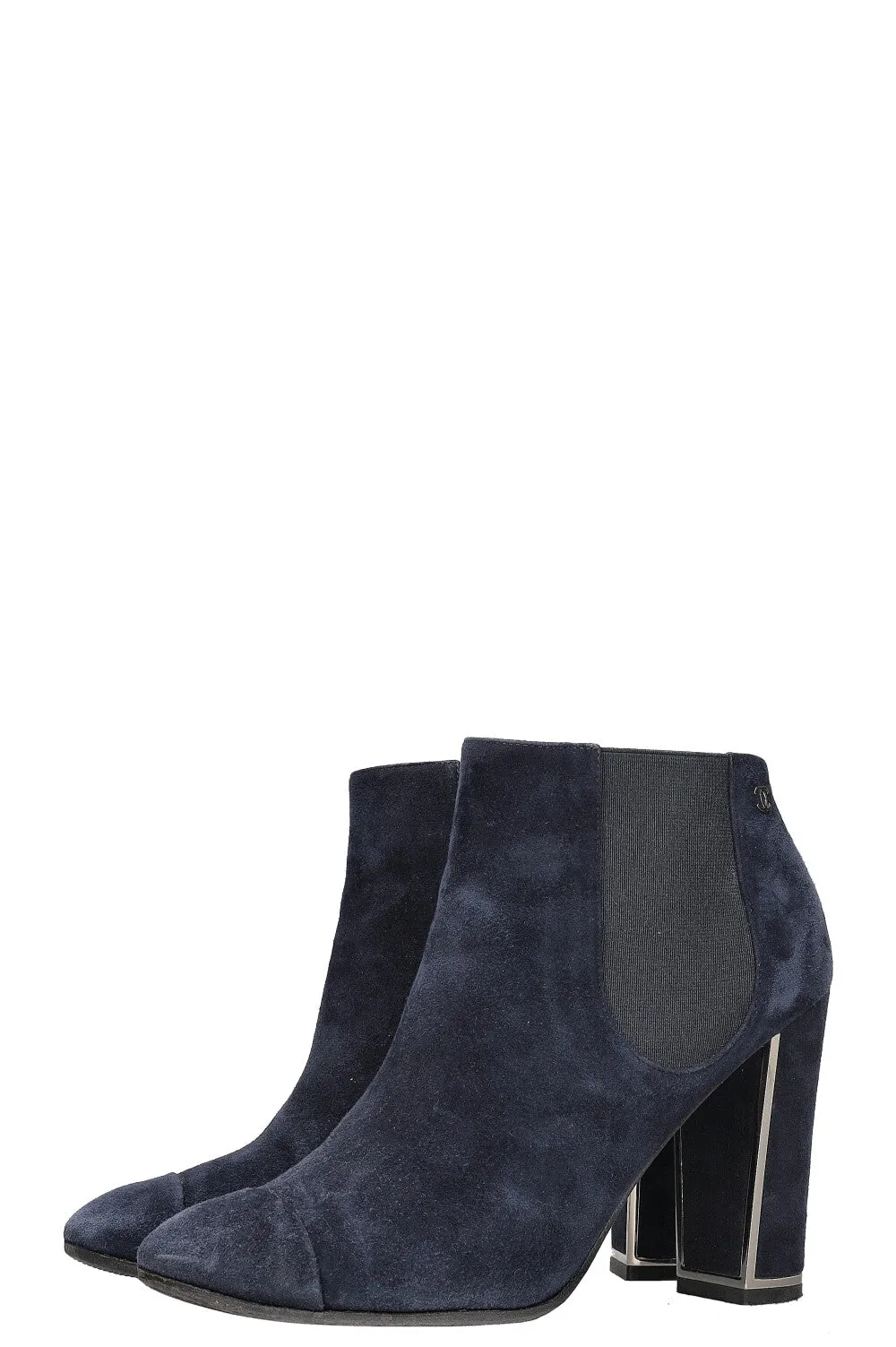 CHANEL Chelsea Boots Suede Navy