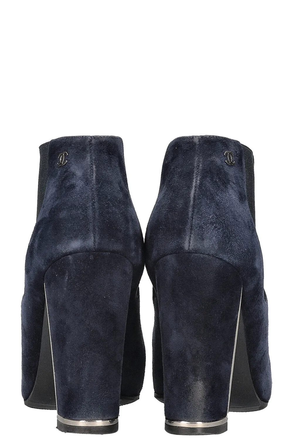 CHANEL Chelsea Boots Suede Navy