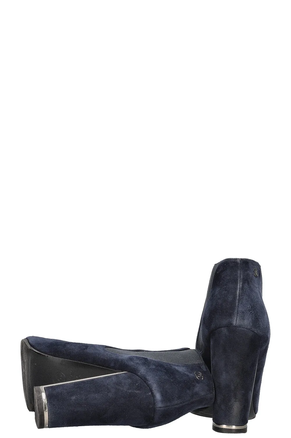 CHANEL Chelsea Boots Suede Navy