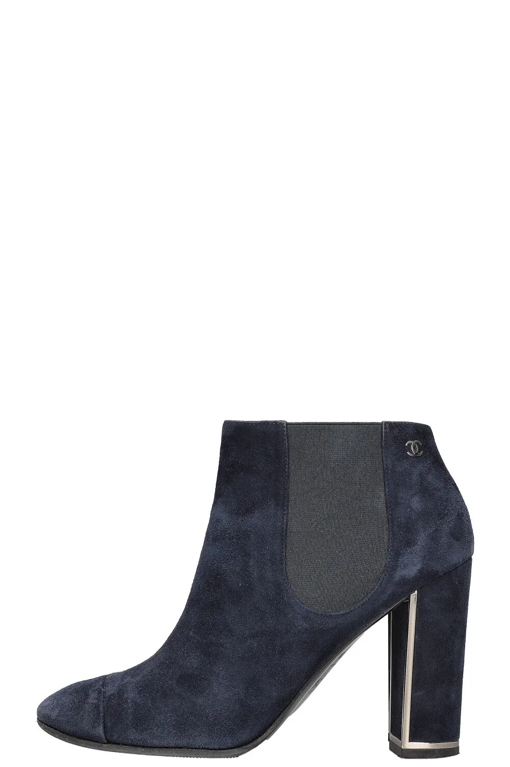 CHANEL Chelsea Boots Suede Navy