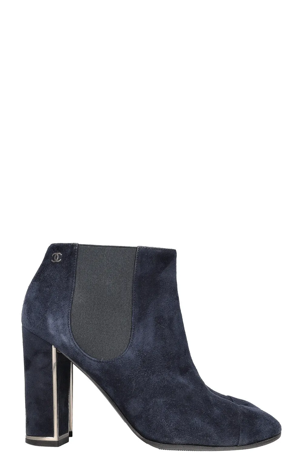CHANEL Chelsea Boots Suede Navy