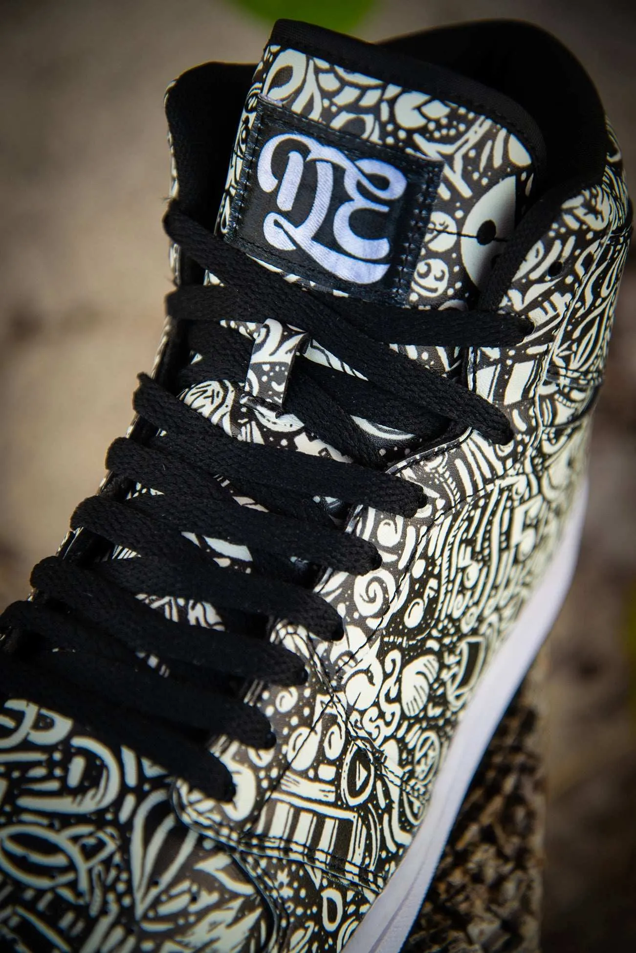 Devious Doodle Pattern Old School Ladies High Top Sneakers