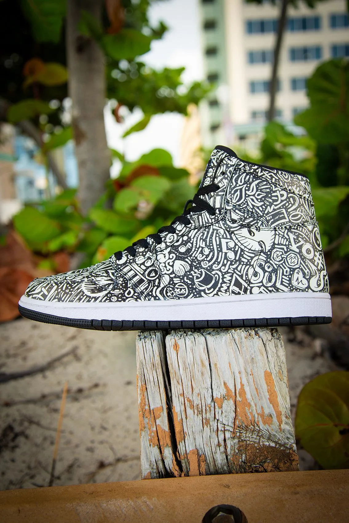Devious Doodle Pattern Old School Ladies High Top Sneakers