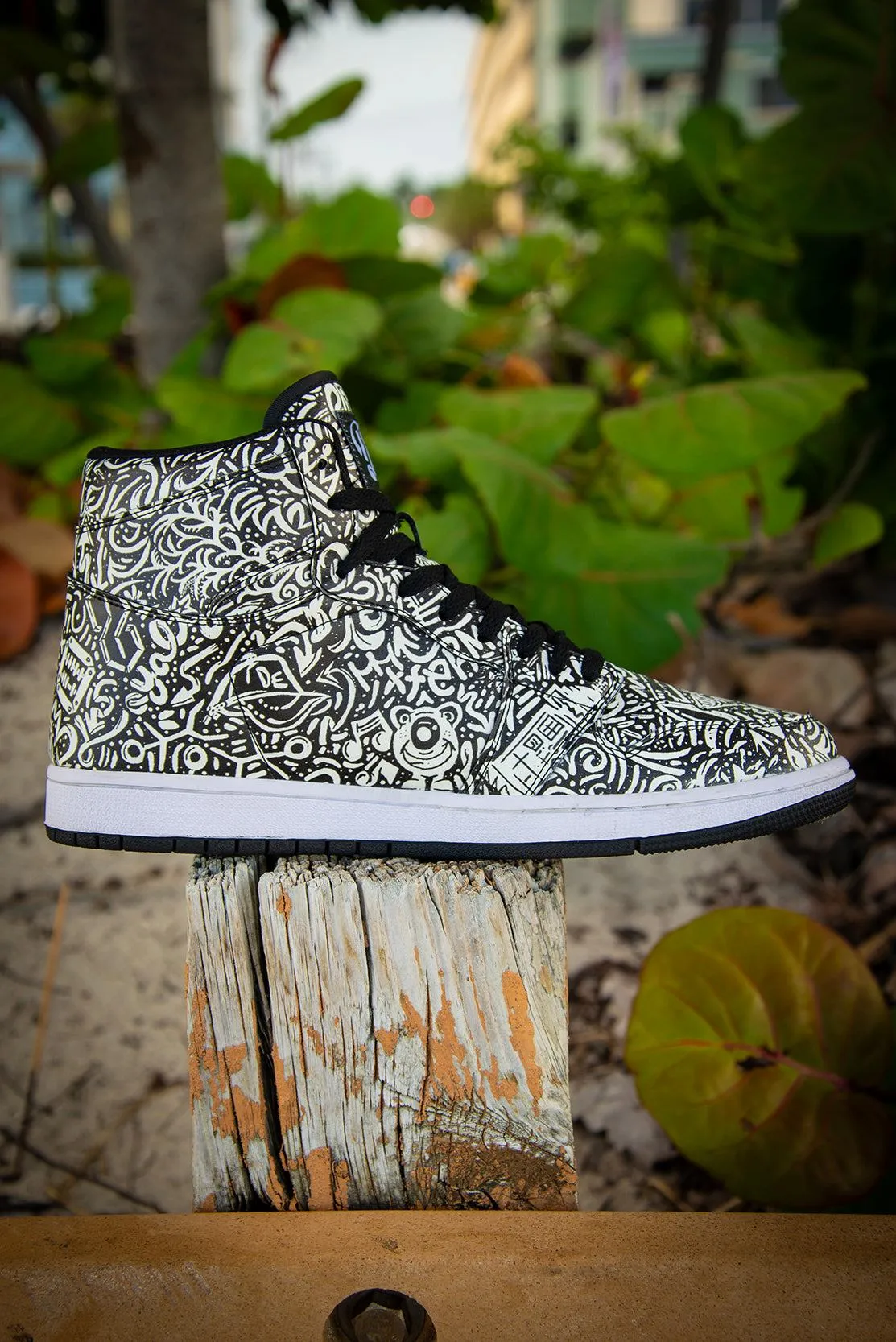 Devious Doodle Pattern Old School Ladies High Top Sneakers
