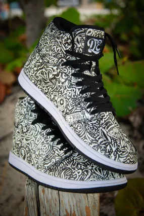 Devious Doodle Pattern Old School Ladies High Top Sneakers