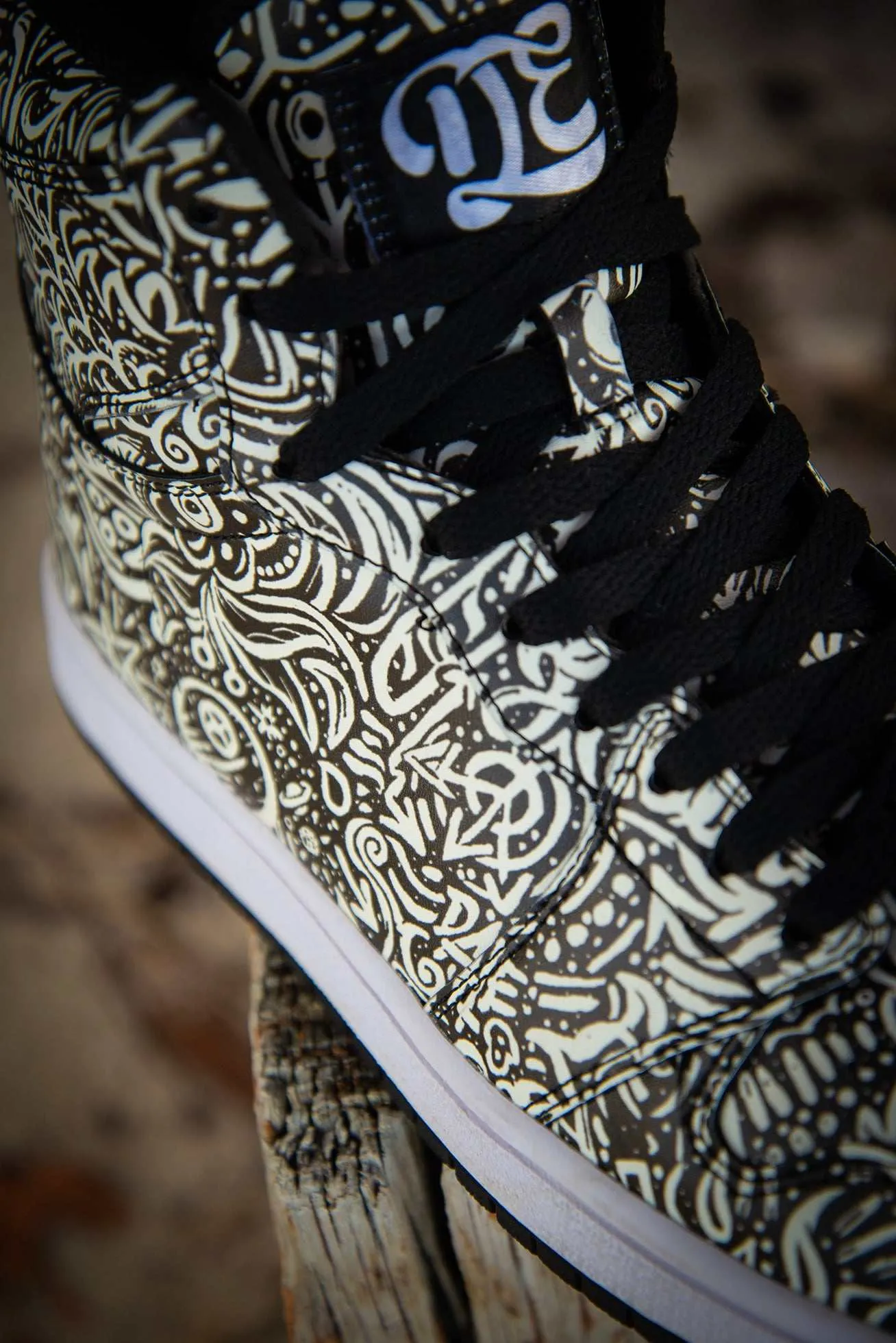 Devious Doodle Pattern Old School Ladies High Top Sneakers