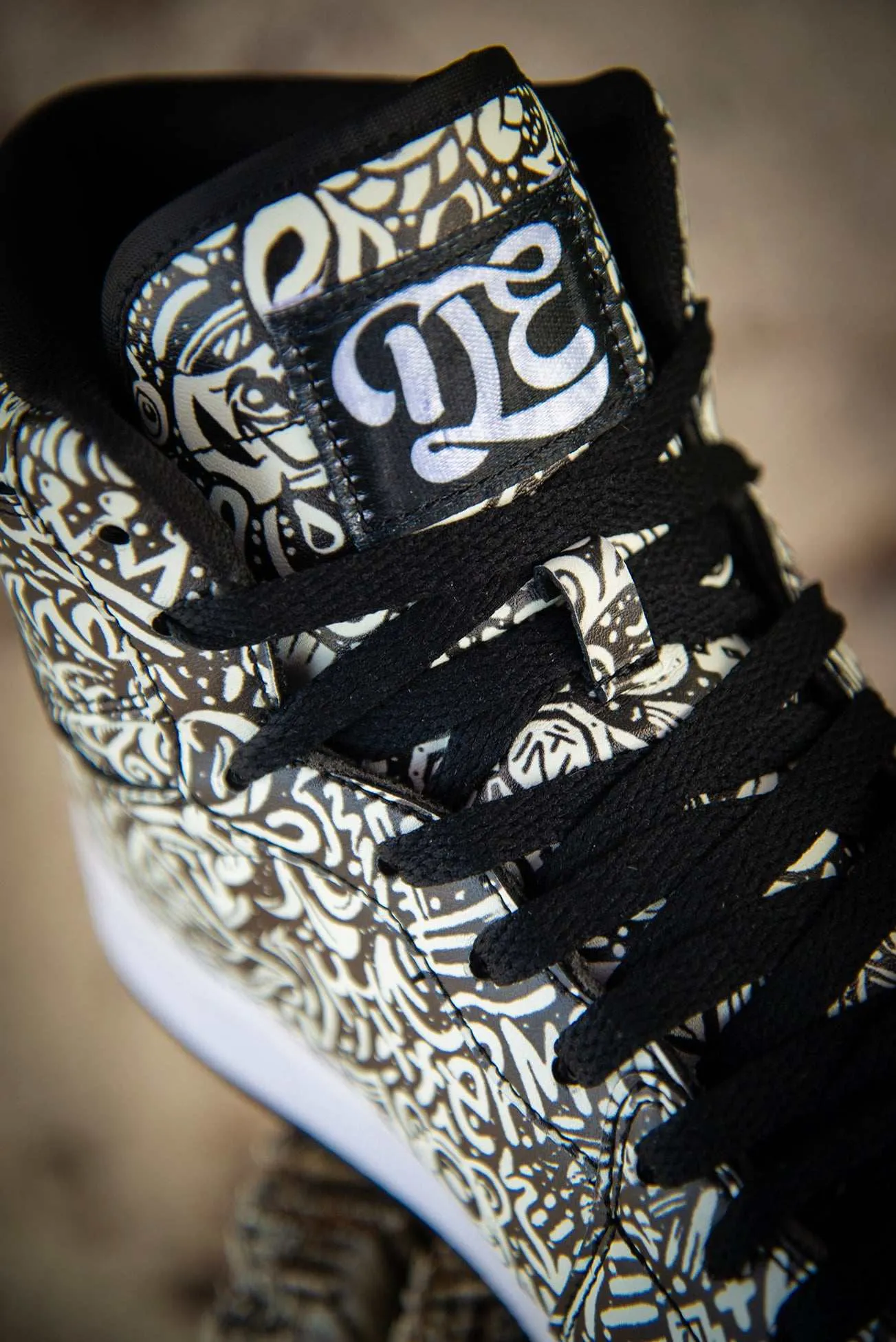 Devious Doodle Pattern Old School Ladies High Top Sneakers