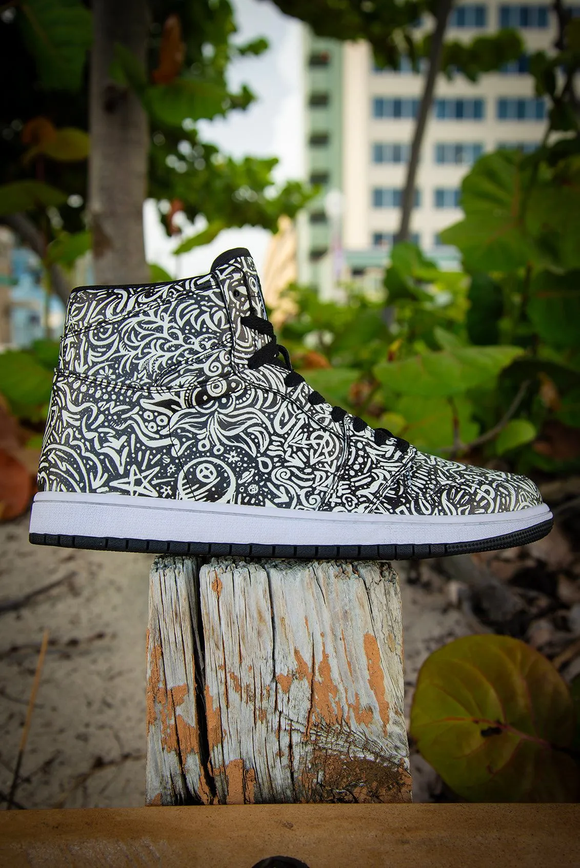 Devious Doodle Pattern Old School Ladies High Top Sneakers