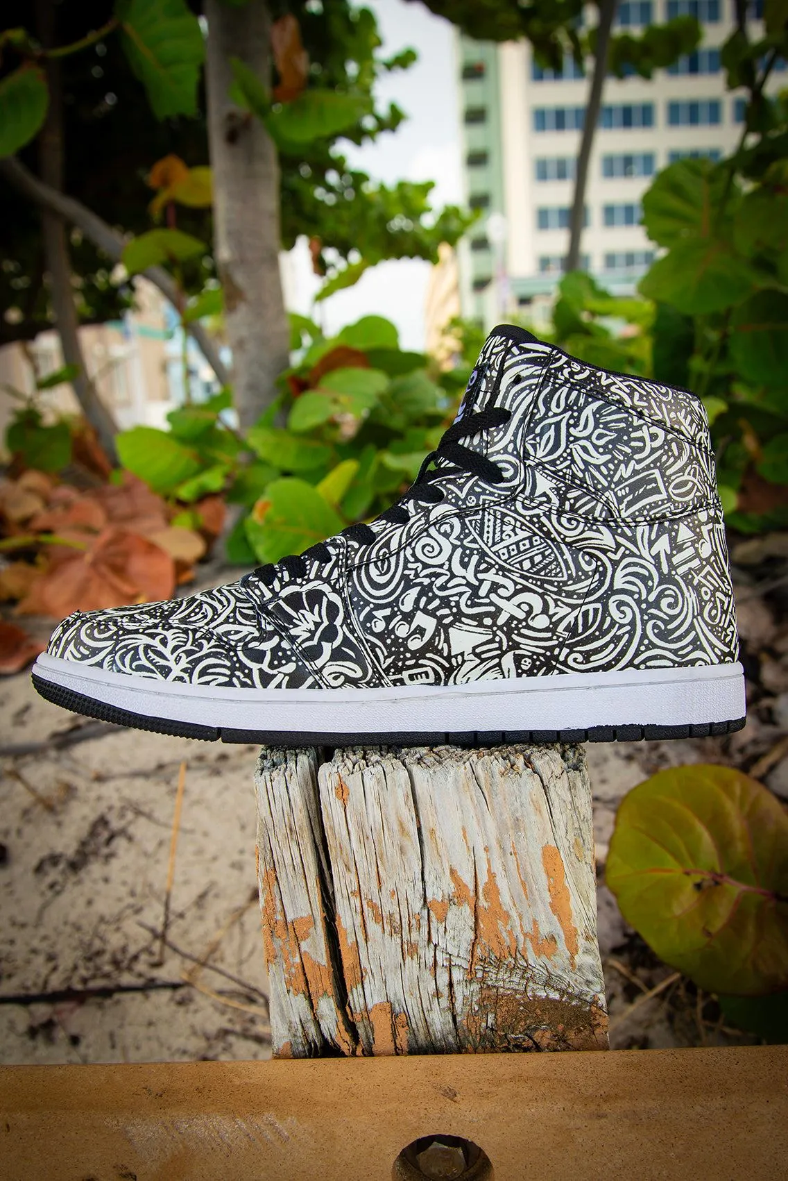Devious Doodle Pattern Old School Ladies High Top Sneakers