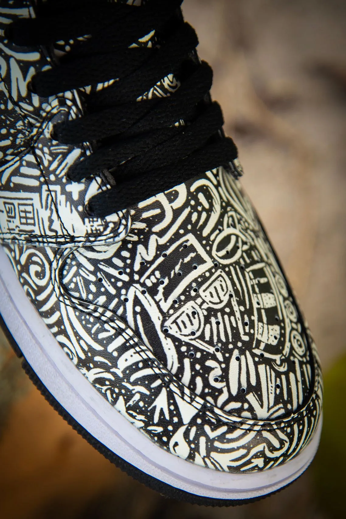 Devious Doodle Pattern Old School Ladies High Top Sneakers