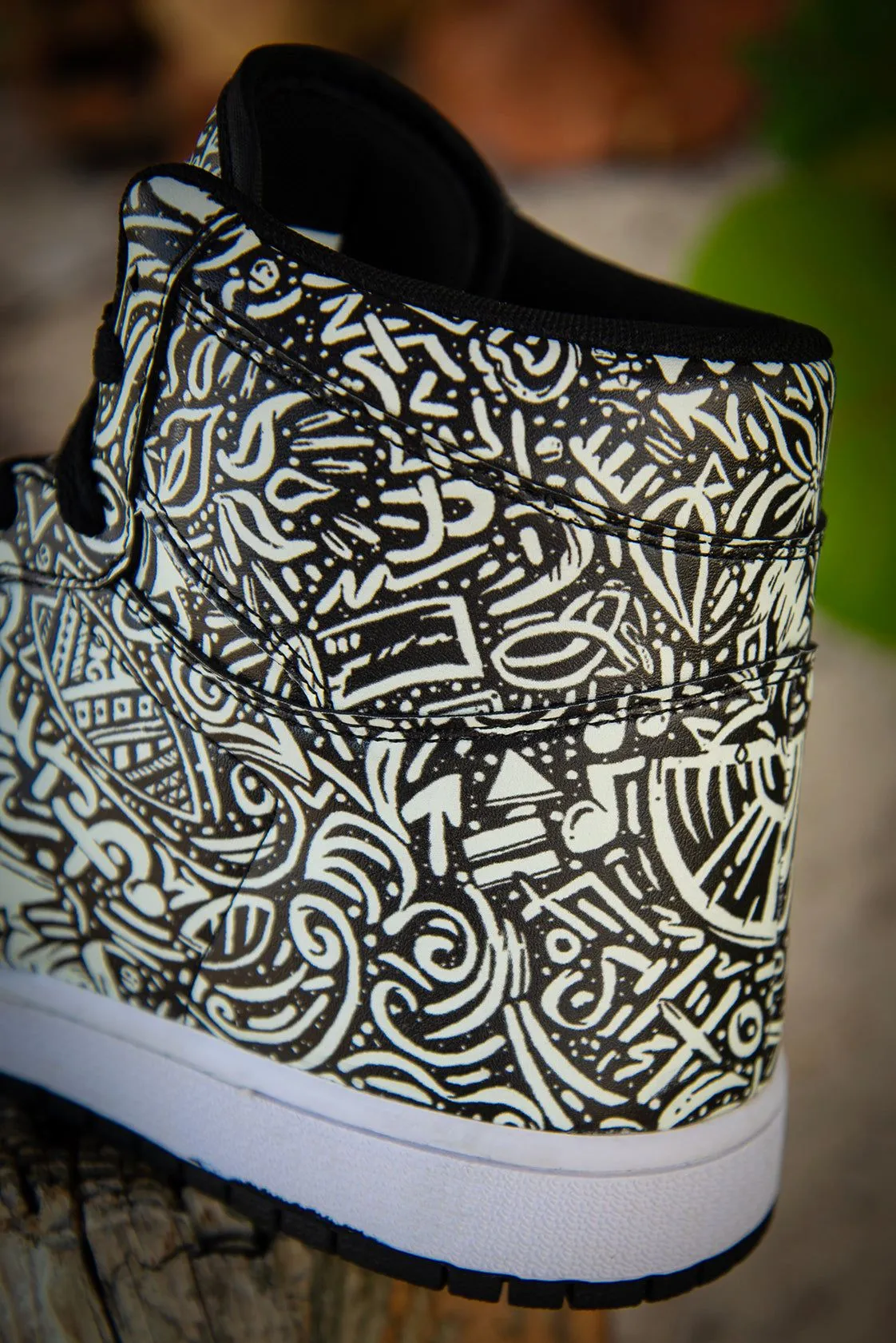 Devious Doodle Pattern Old School Ladies High Top Sneakers