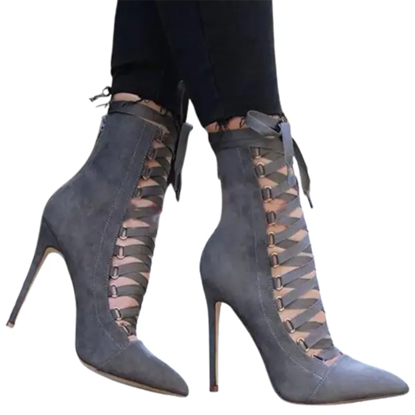 Funki Buys | Boots | Women's Lace Up High Heel Ankle Boots