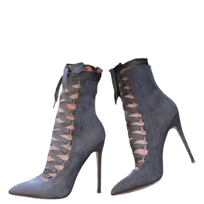Funki Buys | Boots | Women's Lace Up High Heel Ankle Boots