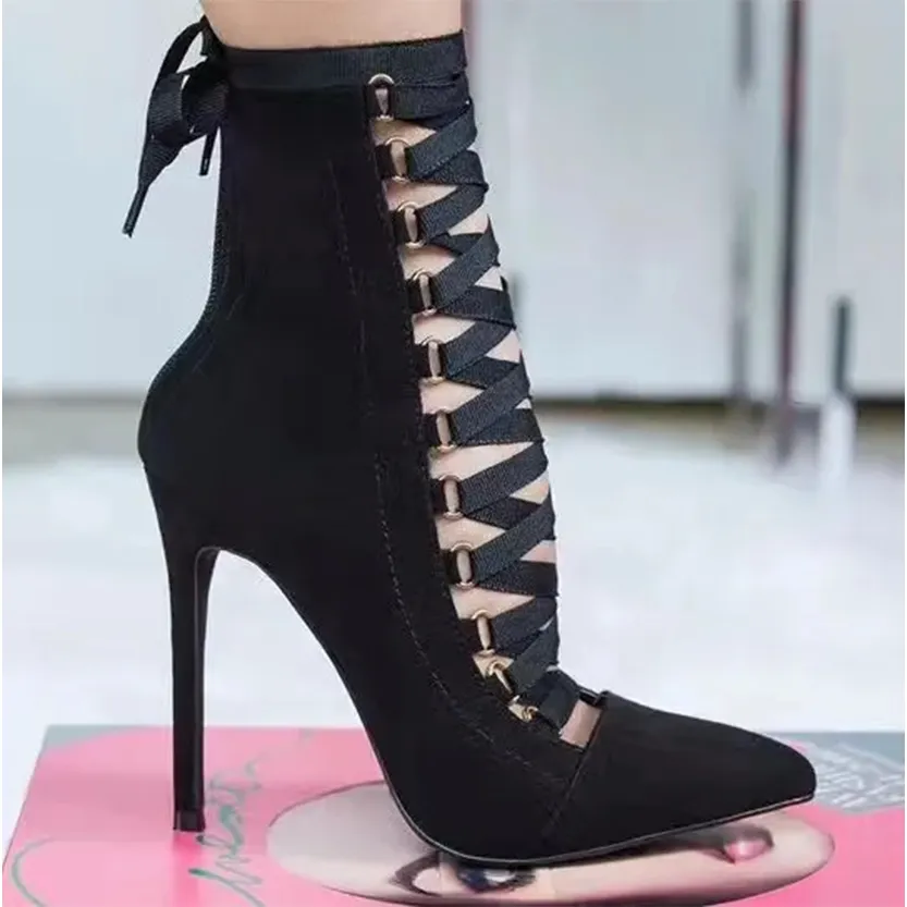 Funki Buys | Boots | Women's Lace Up High Heel Ankle Boots