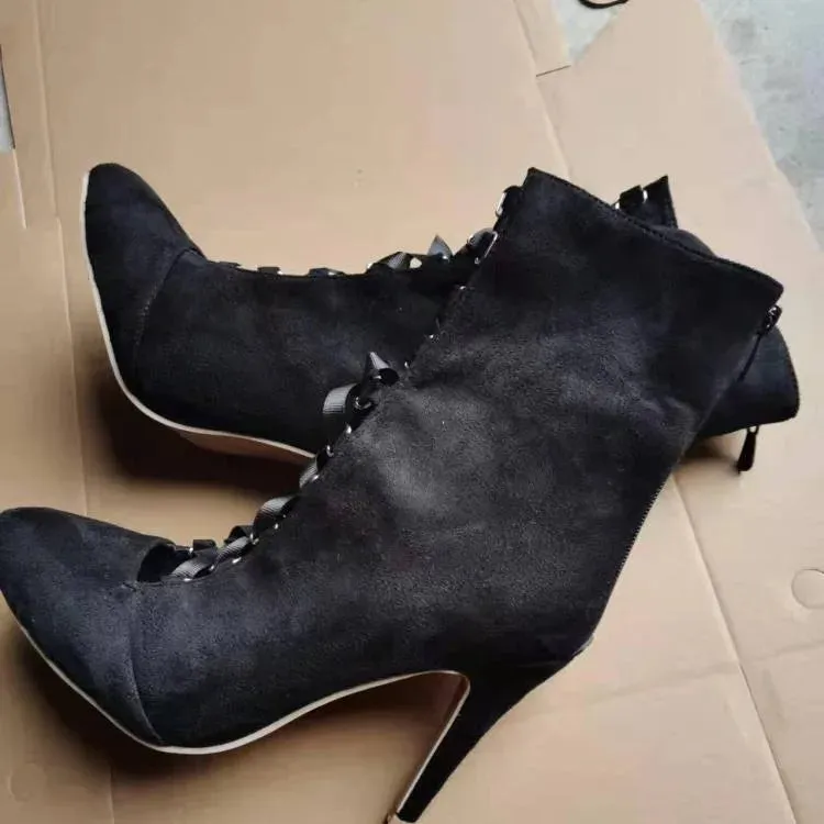 Funki Buys | Boots | Women's Lace Up High Heel Ankle Boots