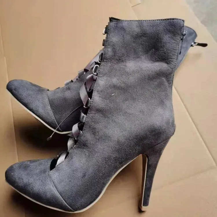 Funki Buys | Boots | Women's Lace Up High Heel Ankle Boots