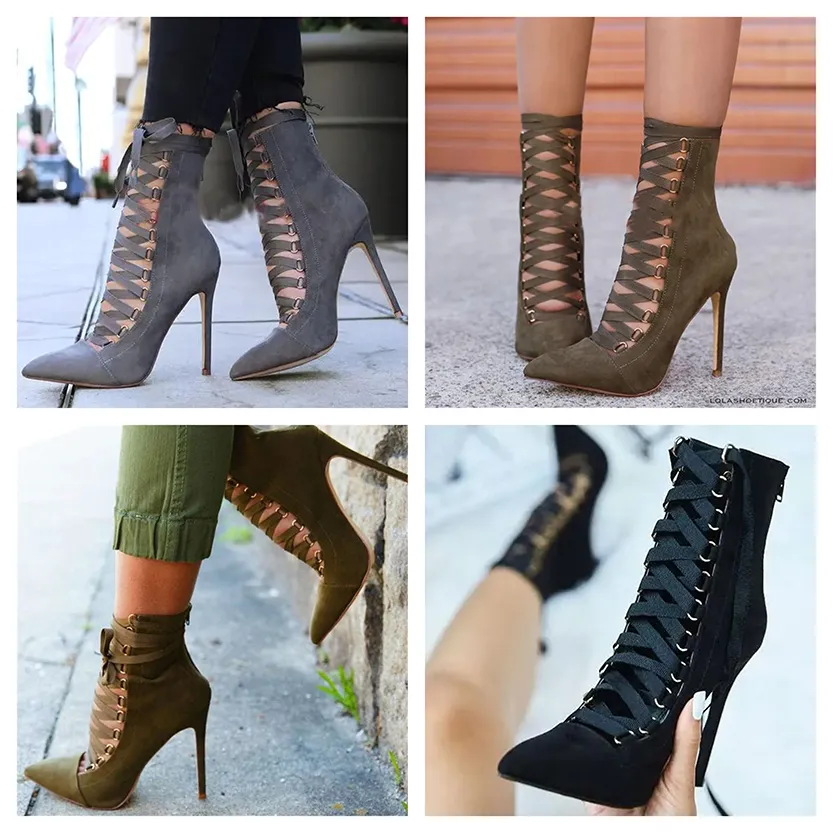 Funki Buys | Boots | Women's Lace Up High Heel Ankle Boots