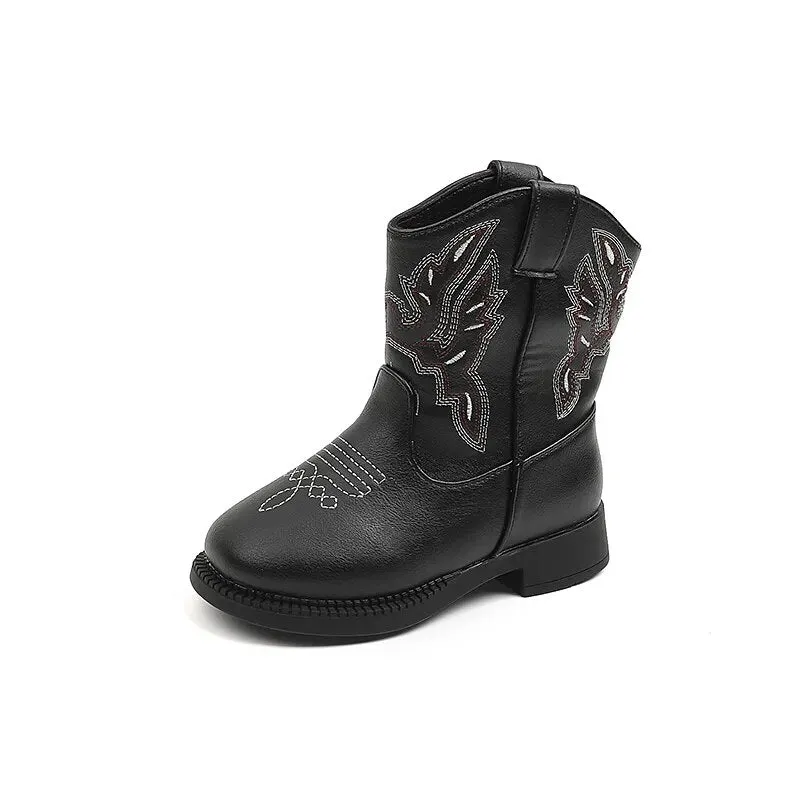 Girls Boots Kids Chelsea Ankle Boots Retro Girls Knight Boots Versatile Cowboy Boots