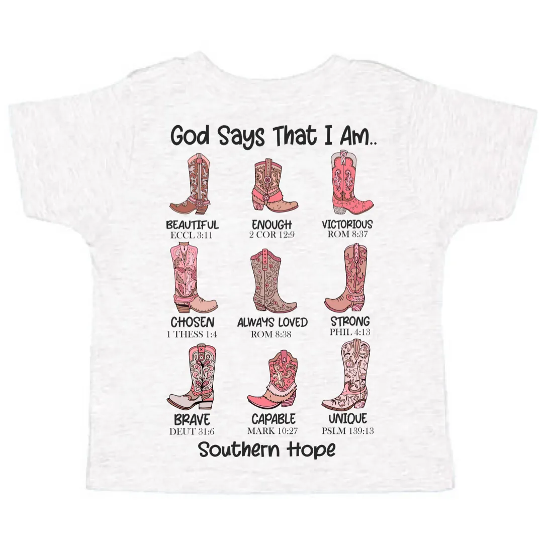 God Says That I Am (Boots) Girl’s Short Sleeve Shirt