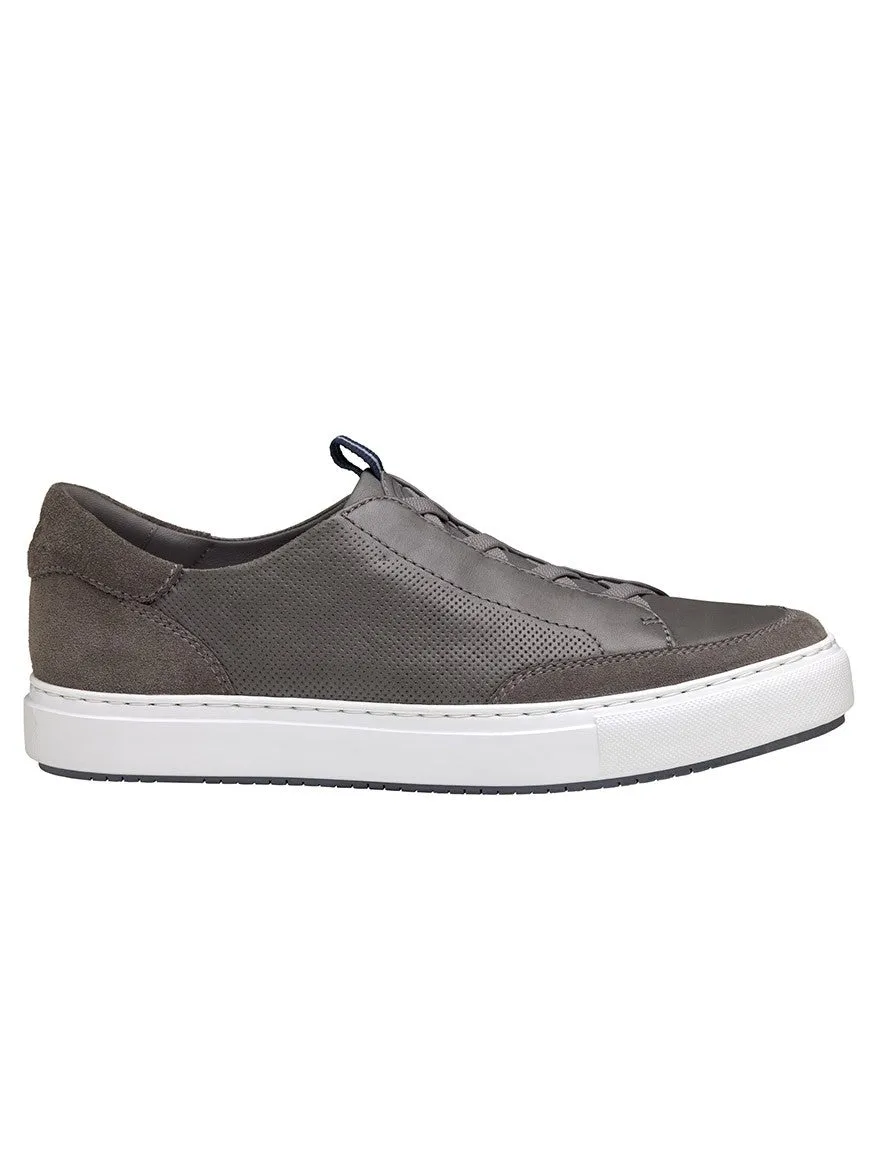 J & M Collection Anson Stretch Lace-to-Toe in Grey English Suede/Sheepskin