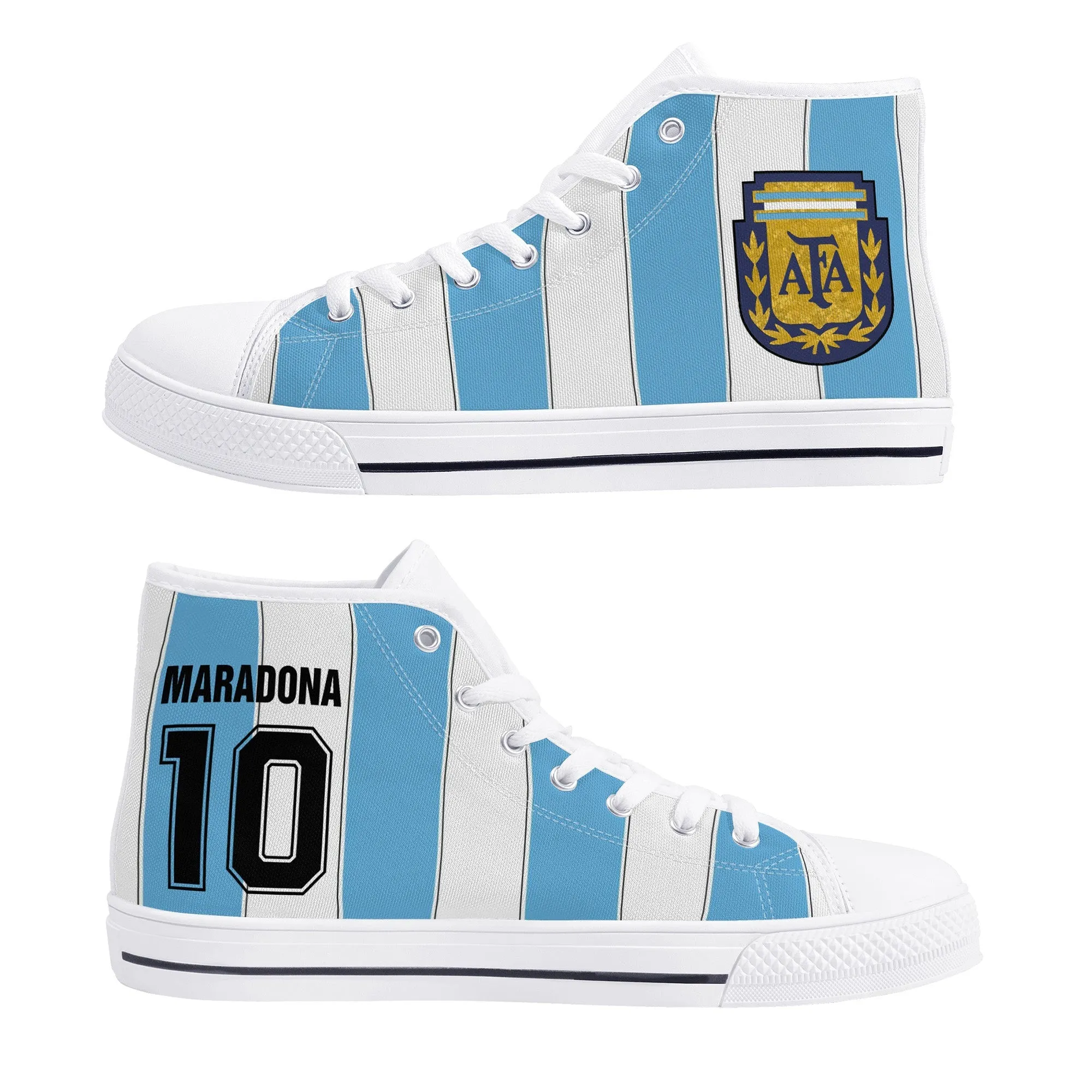 Maradona Argentina - Tribute Shoes | High Top Canvas Sneakers