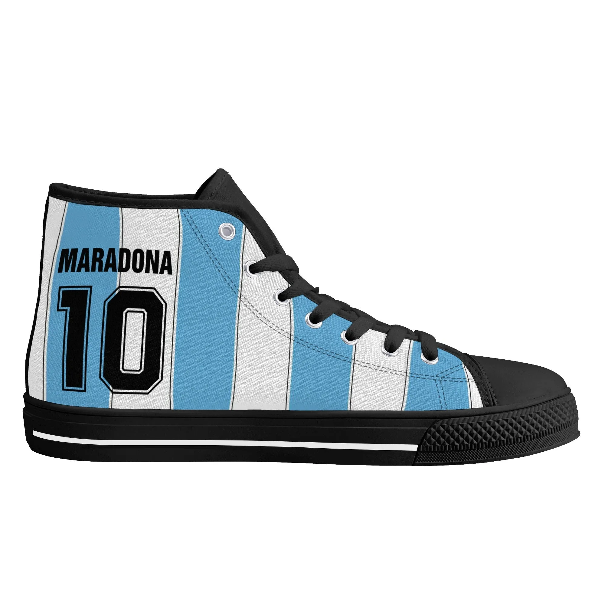 Maradona Argentina - Tribute Shoes | High Top Canvas Sneakers