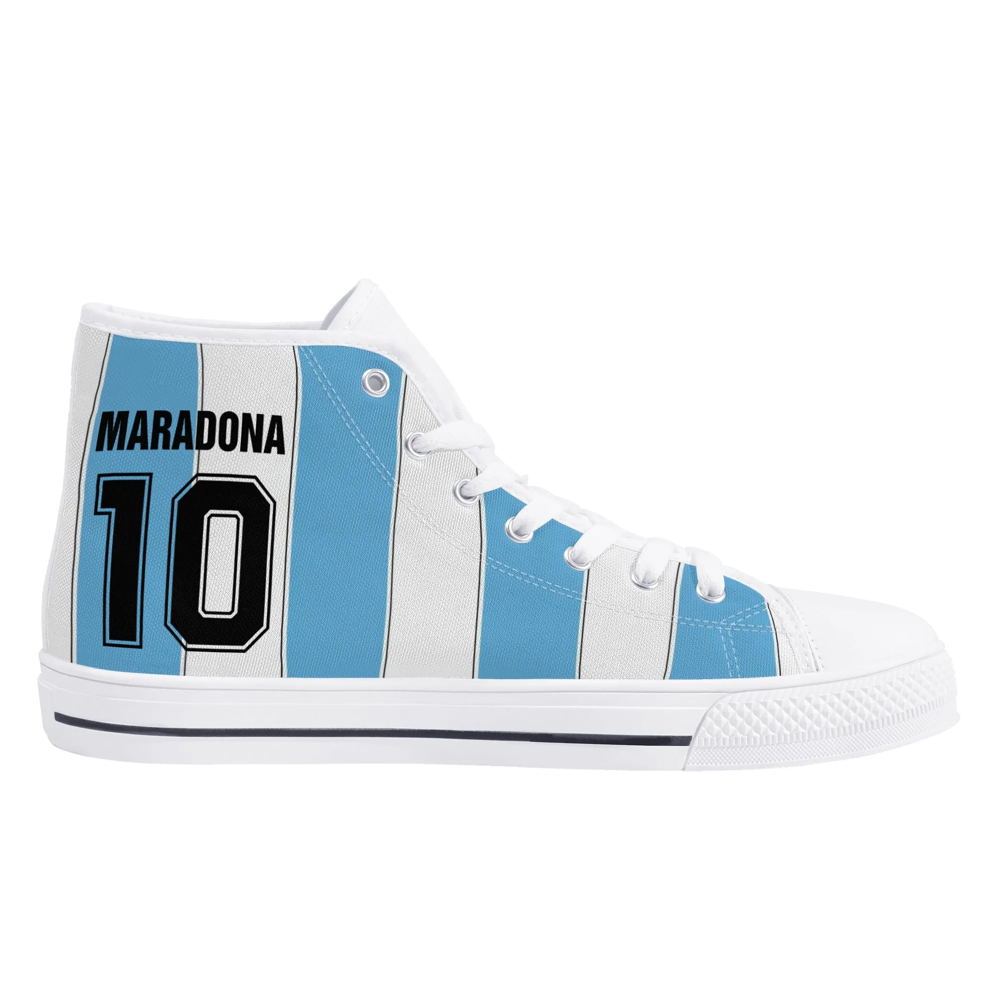Maradona Argentina - Tribute Shoes | High Top Canvas Sneakers