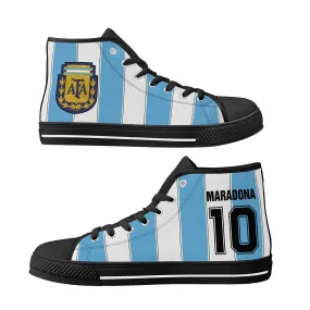 Maradona Argentina - Tribute Shoes | High Top Canvas Sneakers