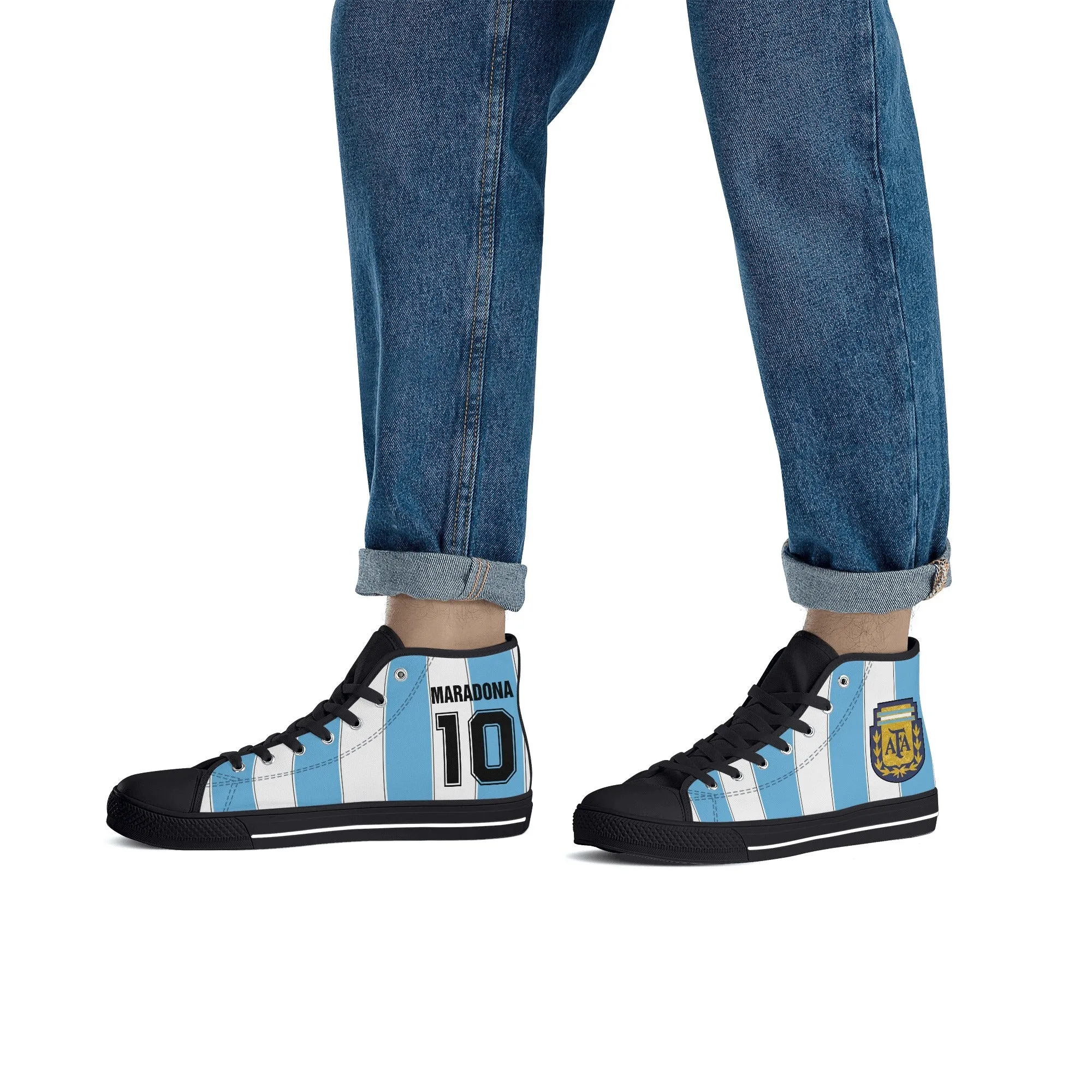 Maradona Argentina - Tribute Shoes | High Top Canvas Sneakers