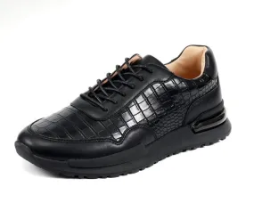 Mazino Shoes Hank Crocodile Luxe Lace Up Sneakers Men’s Black