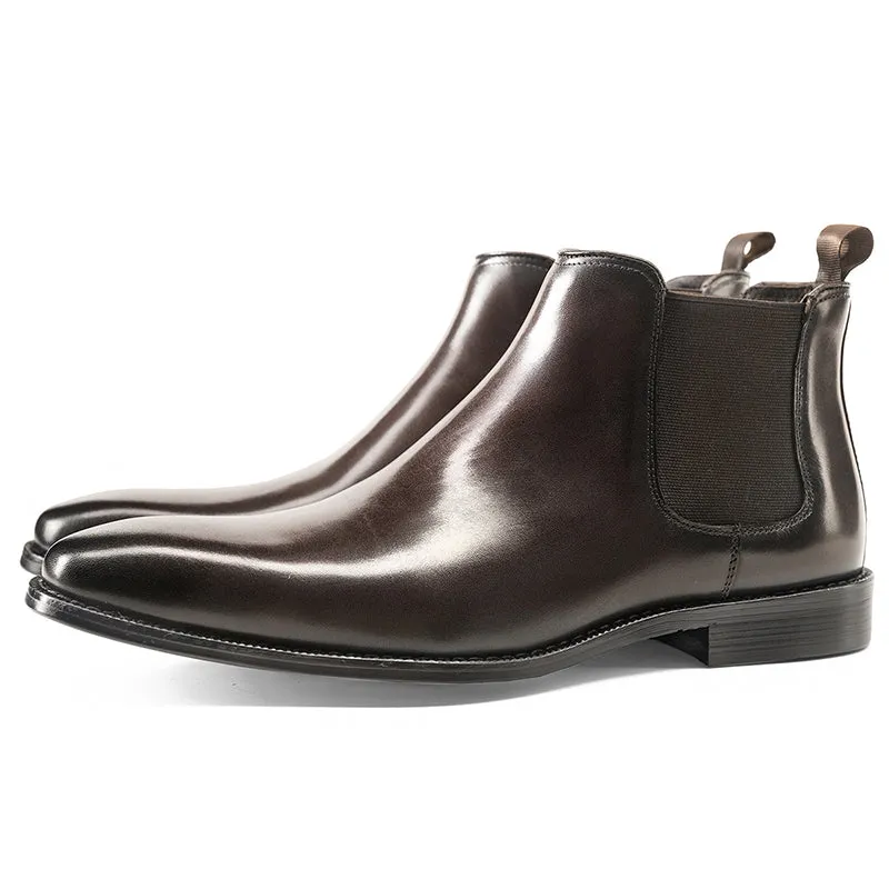 Men leather chelsea boots fashion slip on square toe boots