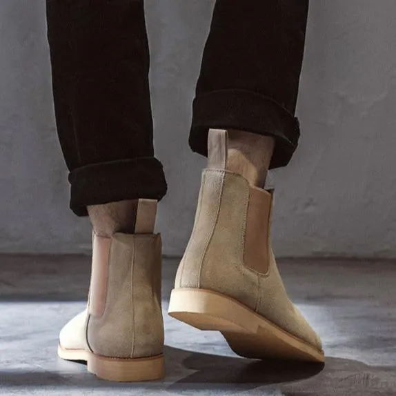 Men's faux suede slip on chelsea boots