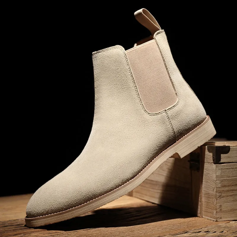 Men's faux suede slip on chelsea boots