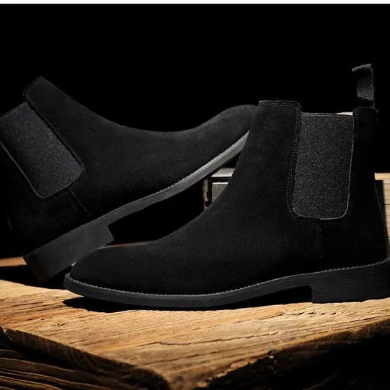 Men's faux suede slip on chelsea boots