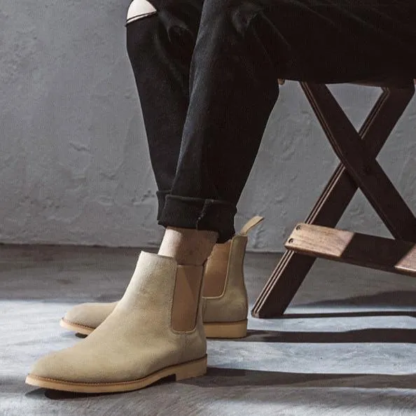 Men's faux suede slip on chelsea boots