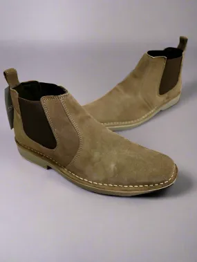 Mens Suede Desert Boots Pull on Slip Taupe Dealer Chelsea Boot Size 6 to 12