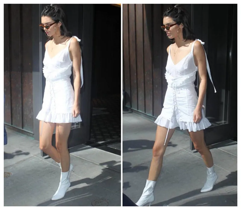 New 2018 Women Socks Slip On Ankle Leather White Boots