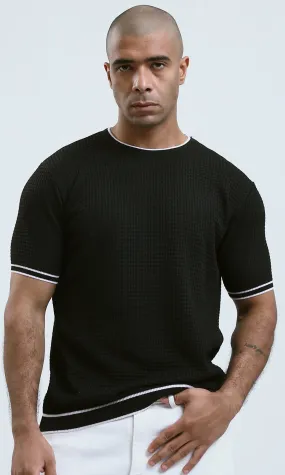 O190389 Solid Slip On Black Comfy Cotton Tee
