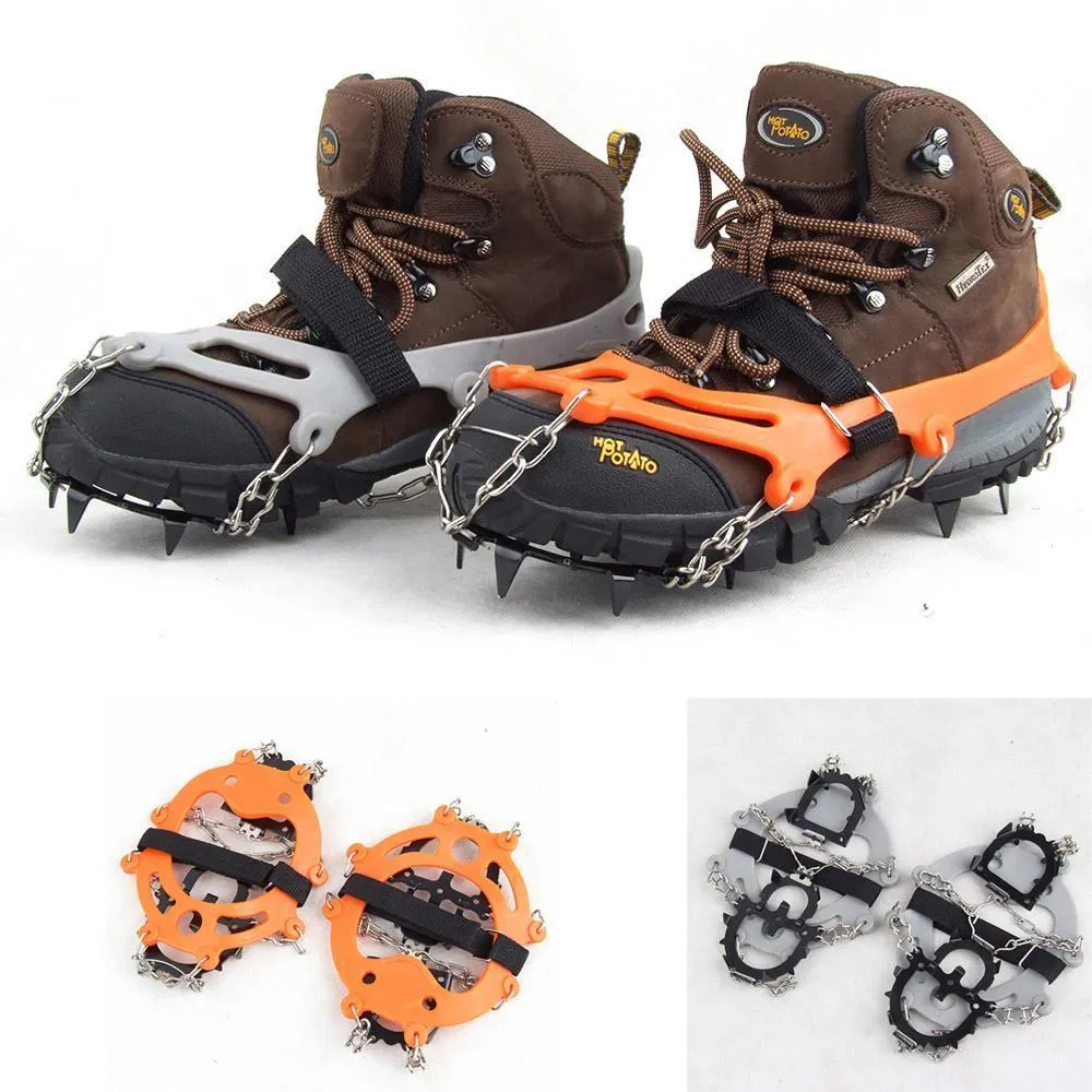 One Pair 12 Teeth Claws Crampons - Non-slip Stainless Steel Chain